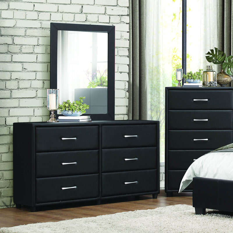 Orren Ellis Amezcua 6 Drawer Double Dresser with Mirror & Reviews Wayfair